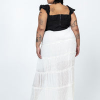 Sun Down Mid Rise Maxi Skirt Curve White