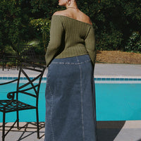 Batkins Maxi Skirt Dark Wash Denim Curve