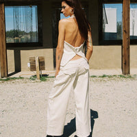 Kiaan Low Rise Wide Leg Pants Cream