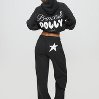 Princess Polly Wide Leg Track Pant Bubble Script Charcoal