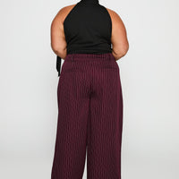 Lorenne Mid Rise Pant Burgundy Pinstripe Curve