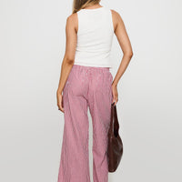 Holiday Tie Front Pants Red/White Stripe