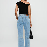 Chad Cargo High Rise Wide Leg Jeans Mid Wash