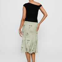 Lewish Low Rise Midi Skirt Green Floral