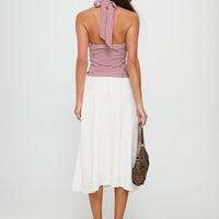 Persuasion Tie Side Midi Skirt White
