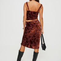 Devore Midi Skirt Burgundy