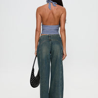 San Mateo Low Rise Wide Leg Tie Up Jeans Vintage Wash