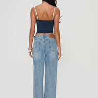 Serenitia Mid Rise Straight Leg Jeans Light Wash