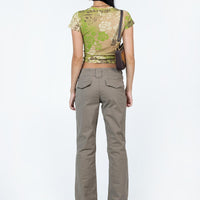 Bass Drop Mid Rise Bootleg Pant Khaki
