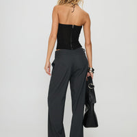 Good Riddance Pleat Tie Slouch Pants Charcoal