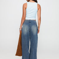 Paltrow Mid Rise Wide Leg Cargo Jeans Mid Blue Wash Petite