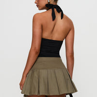 Feodora Pleat Mini Skirt Khaki