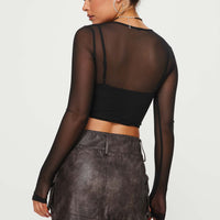 Domenic Faux Leather Mini Skirt Washed Black Tall