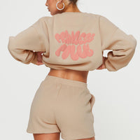 Princess Polly Sweat Short Bubble Text Sand/ Pink