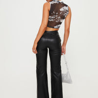 Zyaire Mid Rise Faux Leather Pants Black