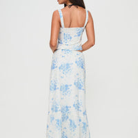 Modern Girl Maxi Skirt White / Blue Floral