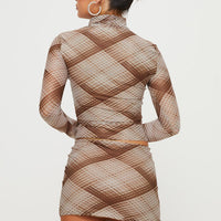 Another Dreamer Mini Skirt Brown Check