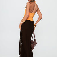 Caviar Tie Maxi Skirt Chocolate