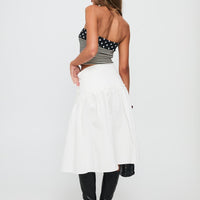 Jonsie Tiered Frill Midi Skirt White