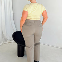 Bass Drop Mid Rise Bootleg Pant Curve Khaki