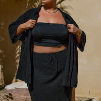 Mercer Linen Blend Maxi Skirt Black Curve