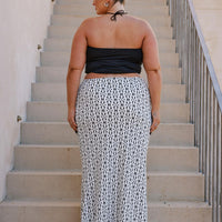 Mercer Linen Blend Maxi Skirt Black / White Curve