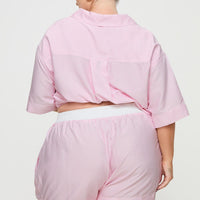 Early Riser Sleep Shorts Pink Stripe Curve
