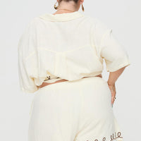 Jamari Linen Blend Shorts Cream / Brown Curve
