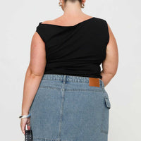 Zakai Cargo Denim Mini Skirt Light Blue Denim Curve