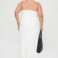 Ermias Linen Blend Midi Skirt White Curve