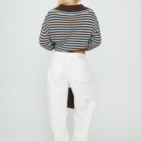 Kaio Mid Rise Barrel Leg Denim Jeans White