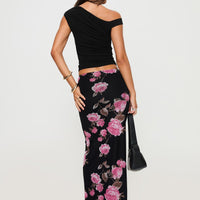Modalla Maxi Skirt Black Floral