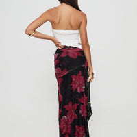 Cooperi Maxi Skirt Black / Red Floral