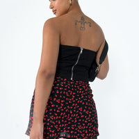 Kerri Mini Skirt Black Floral