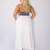 Raven Mid Rise Maxi Skirt White Curve