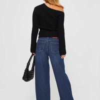 Naylor Mid Rise Wide Leg Jeans Mid Blue Denim