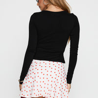 Dapple Bias Mini Skirt White / Red Polka