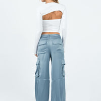 Zora Satin Cargo Pant Blue