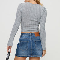 Arrte Mid Rise Denim Mini Skirt Mid Wash Petite