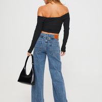 Jankins Low Rise Straight Leg Jeans Mid Wash