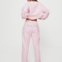 Princess Polly Track Pants Script Baby Pink / Grey