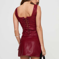 Smolder Tie Up Mini Skirt Red