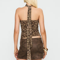 Running Away Faux Suede Mini Skirt Brown