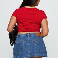 Nicolina Low Rise Denim Mini Skirt Light Wash Curve