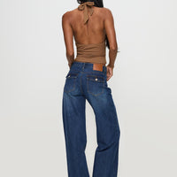 Everlong Mid Rise Wide Leg Jeans Dark Blue Wash