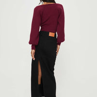 Markanna Denim Midi Skirt Black