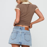 Nicolina Low Rise Denim Mini Skirt Ice Blue Wash