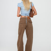 Bruiser Mid Rise Wide Leg Jeans Brown