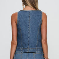 Stefenie Denim Tie Top Mid Wash