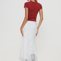 Cattanio Lace Midi Skirt White